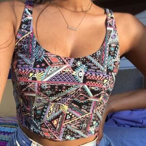 H&M Geometric Print Strappy Crop Top